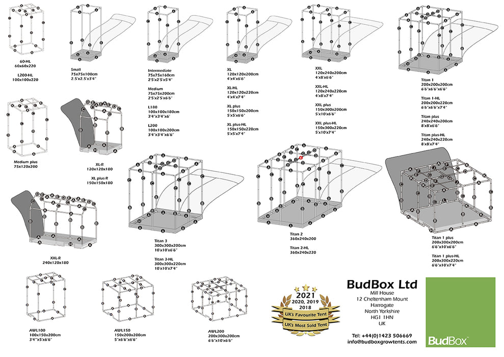 BudBox PRO 75 x 75 x 200cm