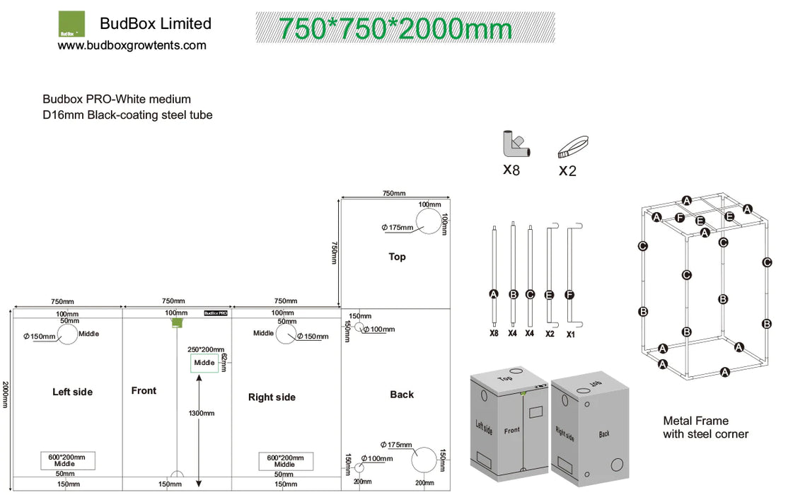 BudBox PRO 100 x 100 x 180cm